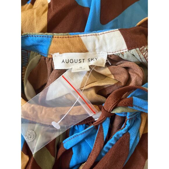 NWT August Sky Blouse Brown Blue Size Small - Picture 8 of 9